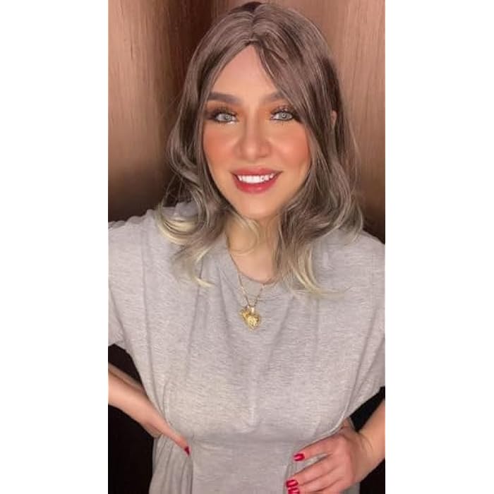 DILLARDS Synthetic Gray Ombre Wig, Medium Length Wavy Style, Heat Resistant Fiber, Natural Looking Side Part, Cosplay Fashion Hair Piece - Image 1